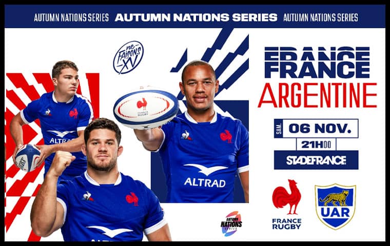 Affiche du match de rugby France-Argentine du 6 novembre 2021